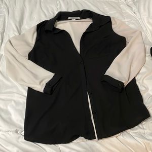 Forever 21 Button Up Black and White Blouse